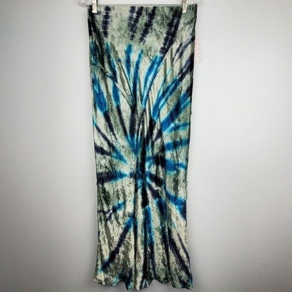 FREE PEOPLE TIE DYE VELVET MIDI SKIRT - Picture 2 of 7